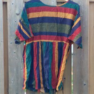 SHEIN Mulvari Multi-Stripe Tunic DressShort Sleeve Shirt Women's 1XL
